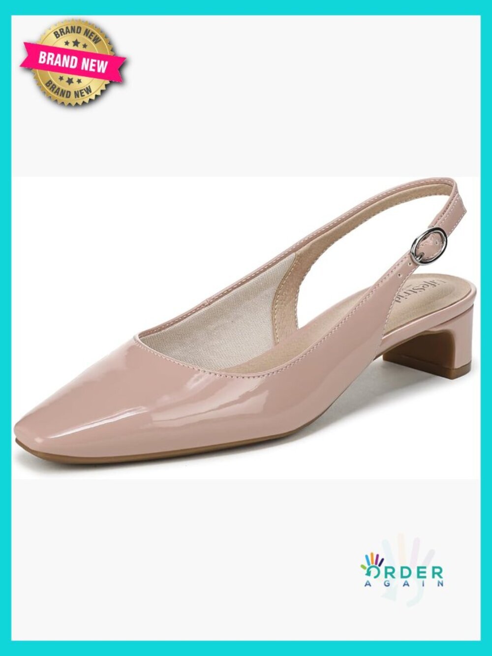Women's Slingback Pumps with Soft System Cushion Support Low Block Heel